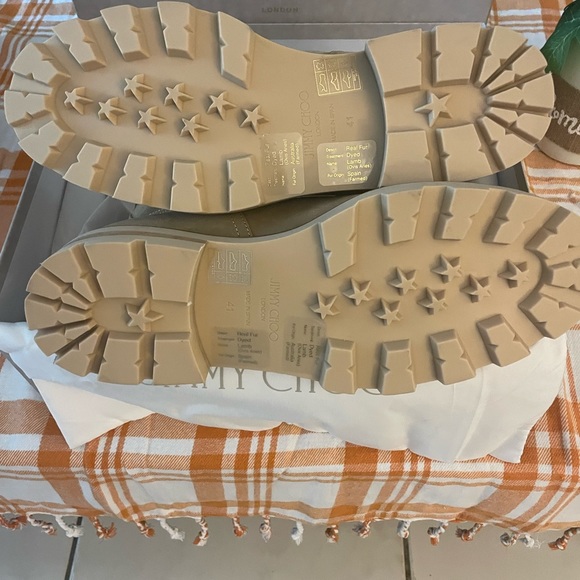 18- JIMMY CHOO Suede Stucco/Natural Boot - Picture 10 of 14